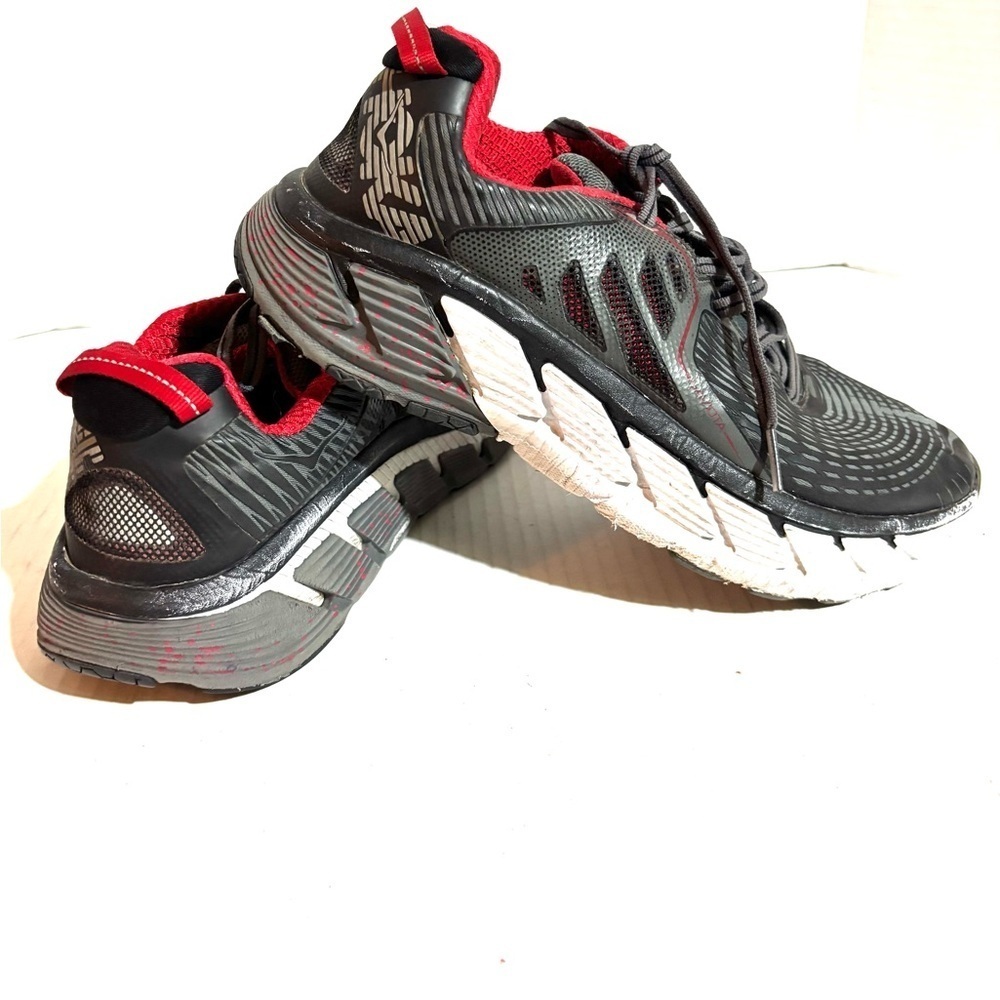 Hoka One Black gray and Red sneakers US size 8